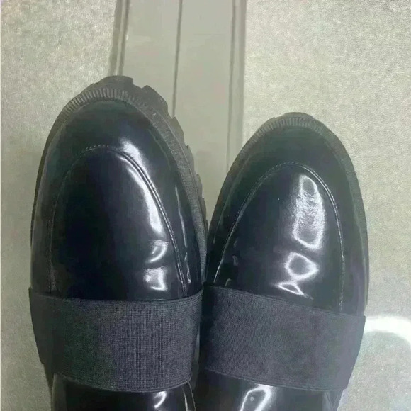 Via Spiga Black Patent Leather Chunky Platform Slip on Loafers Size 9 - Picture 6 of 9